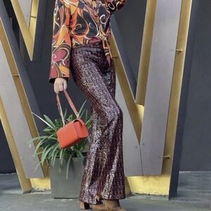 Zara Multicolor Sequin Wide Leg Pants